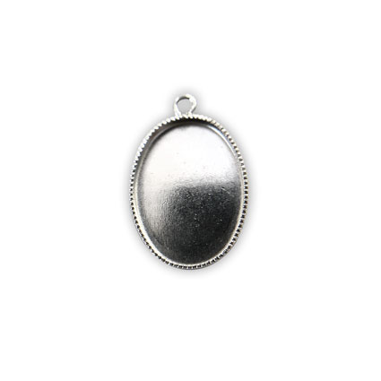 18x13mm Milled Edged Pendant Silver plated