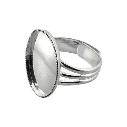 18x13mm Milled Edge Ring Silver Plated