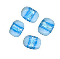 50g Foil Stripe Glass Beads -19x15mm Rect: Aqua