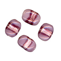 50g Foil Stripe Glass Beads -19x15mm Rect: Purple