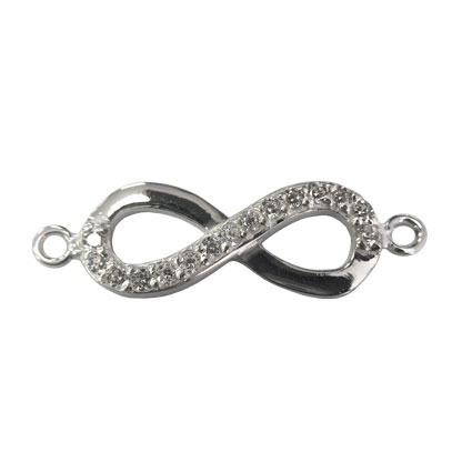 20mm Infinity Link w/CZ Crystal Sterling Silver