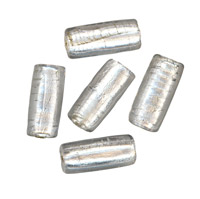 50g Silver Foil Glass beads-24x11mm Rect.: Clear
