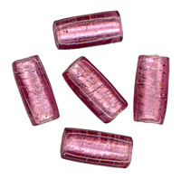 50g Silver Foil Glass beads-24x11mm Rect.: Pink