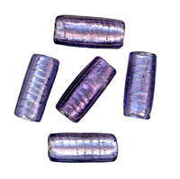 50g Silver Foil Glass beads-24x11mm Rect.: Tanzanite