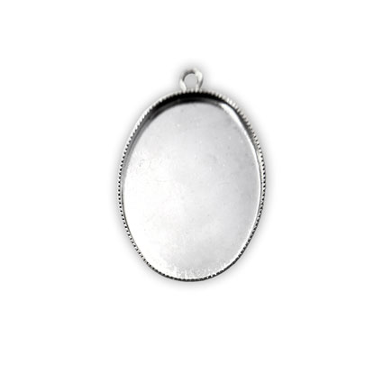 25x18mm Milled Edged Pendant Silver Plated