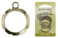 Artistic Wire Wrapper 28mm Round 4pcs: Atq.Brass