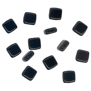 6.5mm 2-Hole Mini Tile Beads: Black