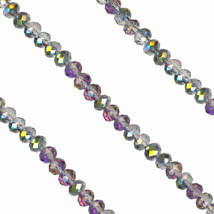 2x3mm Facet Rondelle Glass Beads: Tourmaline
