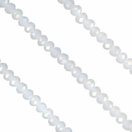 2x3mm Facet Rondelle Glass Beads: White Opal