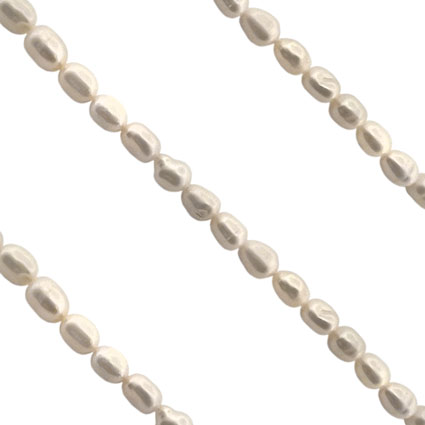 Freshwater Pearl 3-4mm Rice beads:White/Cream