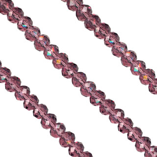 3x4mm Facet Rondelle Glass Beads: Amethyst
