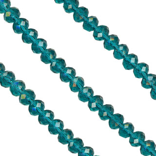 3x4mm Facet Rondelle Glass Beads: Blue Zircon