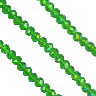 3x4mm Facet Rondelle Glass Beads: Emerald