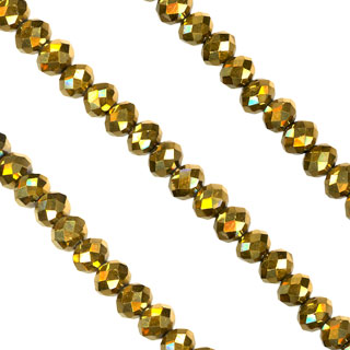 3x4mm Facet Rondelle Glass Beads: Gold