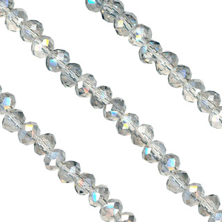 3x4mm Facet Rondelle Glass Beads: Silver Shimmer