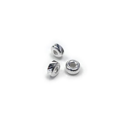4mm Bar Cut Roundelle Beads Sterling Silver