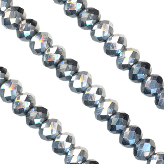 4x6mm Facet Rondelle Glass Beads:Silver