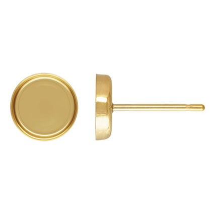 6mm Bezel Cup Ear Studs Gold Filled