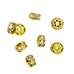 6mm Crystal Rondelle Beads Gold Plated