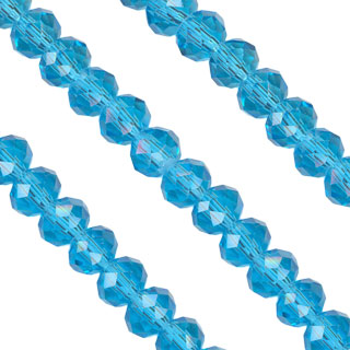 4x6mm Facet Rondelle Glass Beads: Aqua