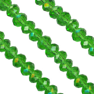 4x6mm Facet Rondelle Glass Beads: Emerald
