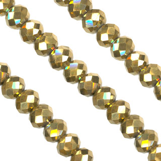 4x6mm Facet Rondelle Glass Beads: Gold