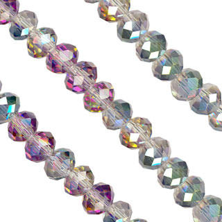 4x6mm Facet Rondelle Glass Beads: Tourmaline