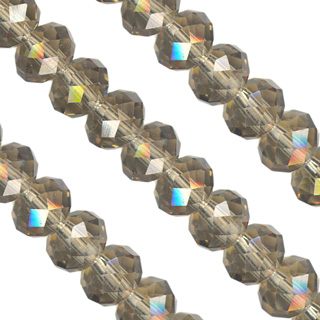 6x8mm Facet Rondelle Glass Beads: Black Diamond