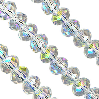 6x8mm Facet Rondelle Glass Beads: Crystal AB