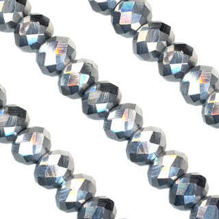 6x8mm Facet Rondelle Glass Beads:Silver