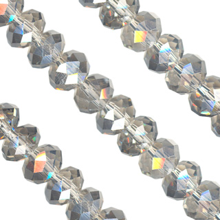 6x8mm Facet Rondelle Glass Beads:Silver Shimmer