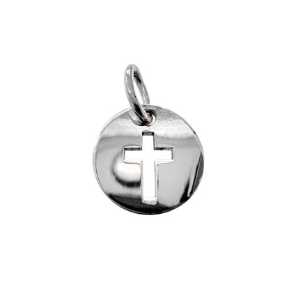 8.5mm Round Cross Tag Sterling Silver