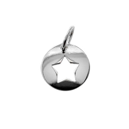 8.5mm Round Star Tag Sterling Silver