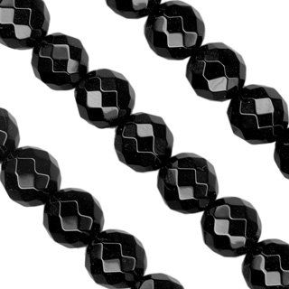 16"- 8mm Black Onyx Round Facet Beads