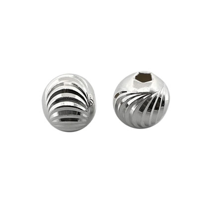 8mm Moon Cut Round Beads Sterling Silver