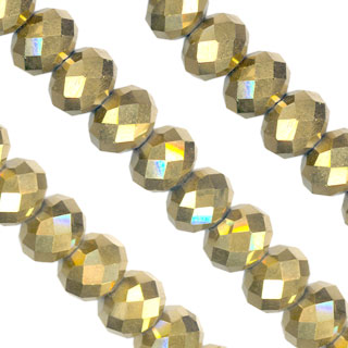 6x8mm Facet Rondelle Glass Beads: Gold