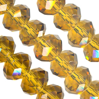 9x12mm Facet Rondelle Glass Beads: Topaz