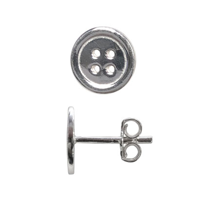 8mm Button Ear studs w/scrolls Sterling Silver