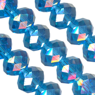 9x12mm Facet Rondelle Glass Beads: AquaAB