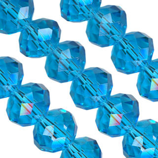 9x12mm Facet Rondelle Glass Beads: Aqua