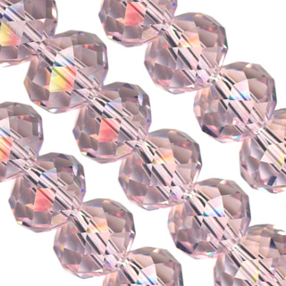 9x12mm Facet Rondelle Glass Beads: Rose