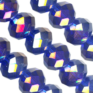 9x12mm Facet Rondelle Glass Beads: SapphireAB