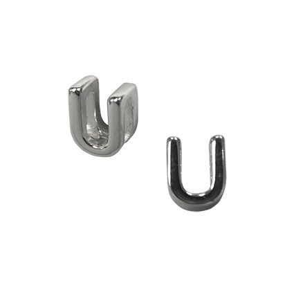 5mm Slider Alphabet Beads Sterling Silver Letter U