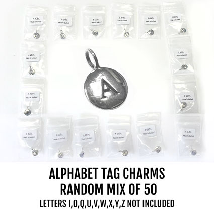 8mm Alphabet Tags Sterling Silver Random Mix of 50