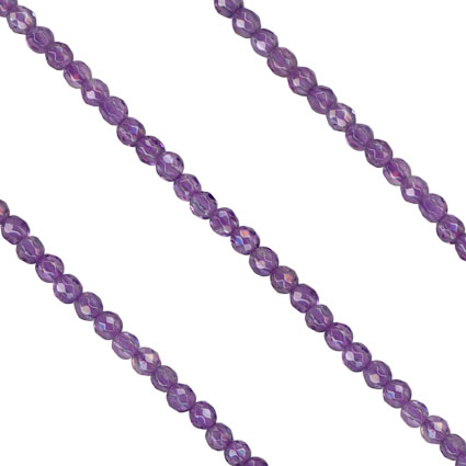 2mm Round Facet Amethyst Beads - 16