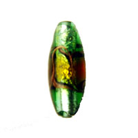 Handmade Czech Rice Bead - 27x10mm - Aqua/Peridot -  1