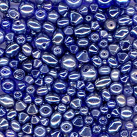 250g Glass Beads Mix Lustre Blue