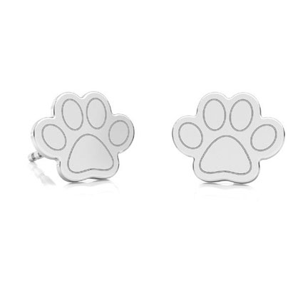 9mm Dog Paw Ear Studs Sterling Silver