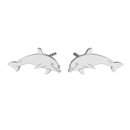 13mm Dolphin Ear Studs Sterling Silver
