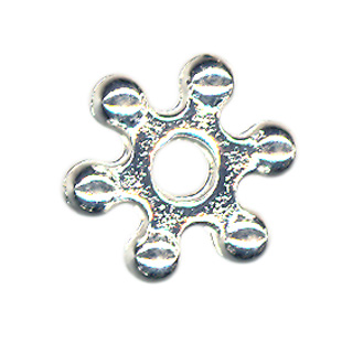 8mm Prong Snowflake Spacer Beads Silver Plated